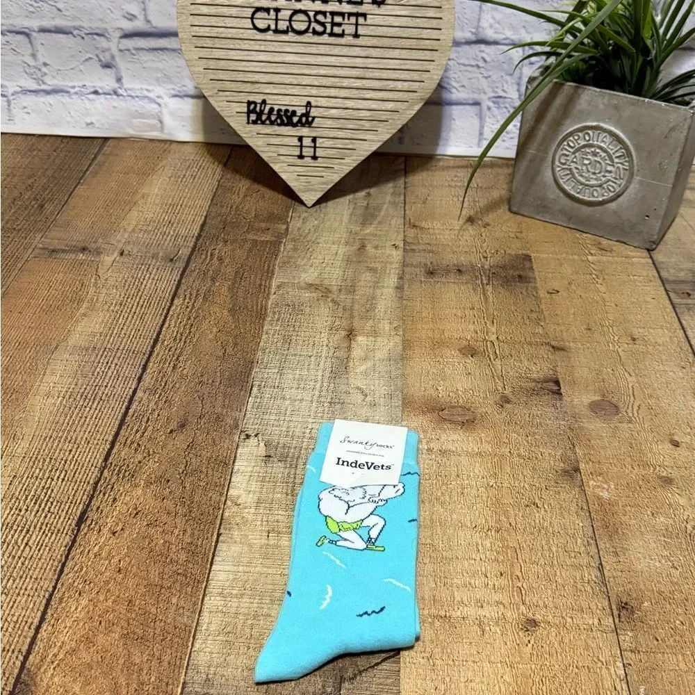 Swanky Socks One Size NEW Made For Indevets Funny Fun Socks Muscles  Baby blue
